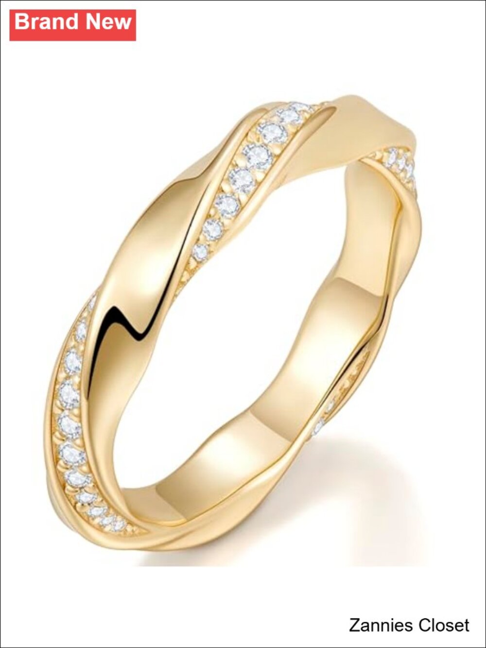 💍 Moissanite Engagement Ring 14K Gold Plated Wedding Band Stacking